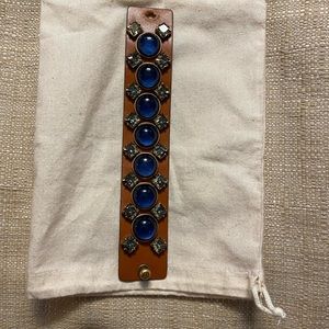 Tory Burch Blue Stone, Diamond Leather Bracelet.